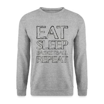 Essen Schlafen Basketball - Unisex Pullover - Weißgrau meliert - Vorne - Alina (178cm) & Michal (187cm)
