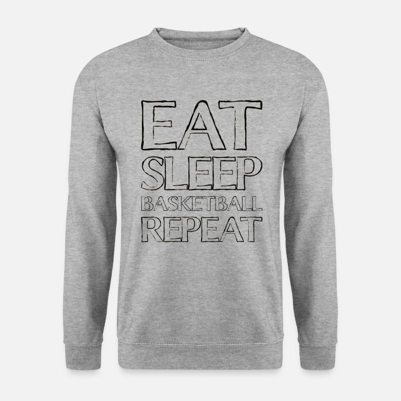 Essen Schlafen Basketball - Unisex Pullover - Weißgrau meliert