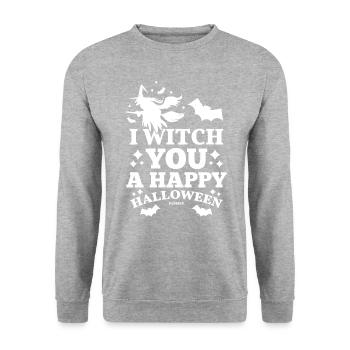 Cadeau Halloween Bat Witch - Sweat-shirt Unisexe - gris chiné - Devant - Alina (178cm) & Michal (187cm)