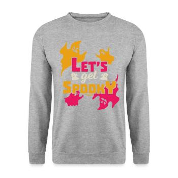 Geist Halloween Geschenk - Unisex Pullover - Weißgrau meliert - Vorne - Alina (178cm) & Michal (187cm)
