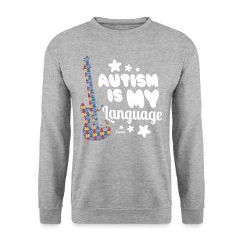 Autismus Musik Gitarre - Unisex Pullover - Weißgrau meliert - Vorne - Alina (178cm) & Michal (187cm)