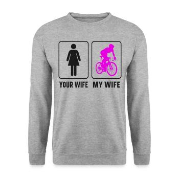 Funny Road Bike Riding Cycling - Unisex Pullover - Weißgrau meliert - Vorne - Alina (178cm) & Michal (187cm)