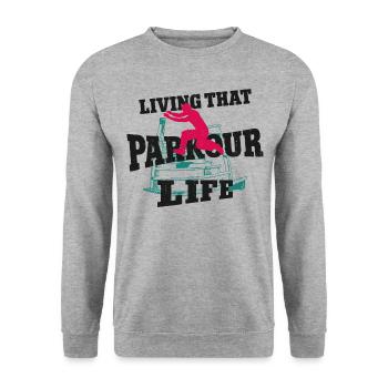 Parkour Free Running Traceur - Unisex Pullover - Weißgrau meliert - Vorne - Alina (178cm) & Michal (187cm)