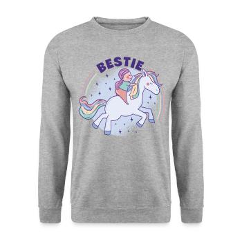 Bestie Graphic Horse Lover Equestrian Rider Horses - Unisex Pullover - Weißgrau meliert - Vorne - Alina (178cm) & Michal (187cm)