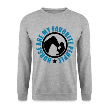Horses Are My Favorite People Horse Lover Horse Ri - Unisex Pullover - Weißgrau meliert - Vorne - Alina (178cm) & Michal (187cm)