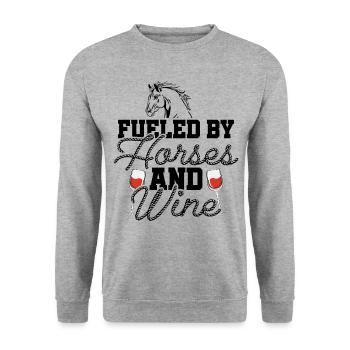 Fueled By Horses And Wine Horse Lover Equestrian R - Unisex Pullover - Weißgrau meliert - Vorne - Alina (178cm) & Michal (187cm)