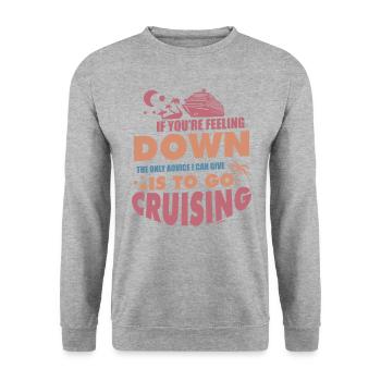 Motivation gute Laune Kreuzfahrt Schiff Geschenk - Unisex Pullover - Weißgrau meliert - Vorne - Alina (178cm) & Michal (187cm)