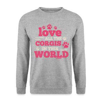 Love all corgis in the world - Unisex Sweatshirt - salt & pepper - Front - Alina (178cm) & Michal (187cm)