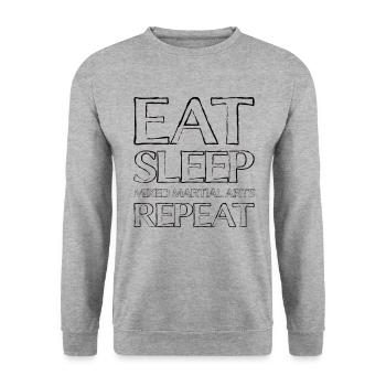 Essen Schlafen Kampfsport - Unisex Pullover - Weißgrau meliert - Vorne - Alina (178cm) & Michal (187cm)