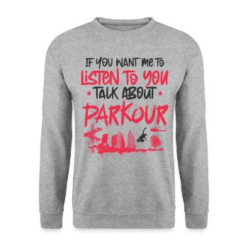 Parkour Free Running Traceur - Unisex Pullover - Weißgrau meliert - Vorne - Alina (178cm) & Michal (187cm)