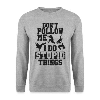 Parkour Free Running Traceur - Sweat-shirt Unisexe - gris chiné - Devant - Alina (178cm) & Michal (187cm)