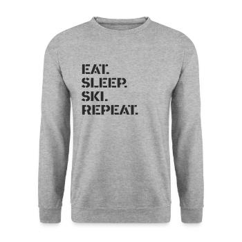 Ski - manger. Dormir. ski. répéter. - Sweat-shirt Unisexe - gris chiné - Devant - Alina (178cm) & Michal (187cm)
