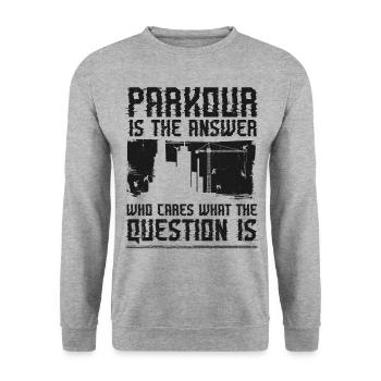 Parkour Free Running Traceur - Sweat-shirt Unisexe - gris chiné - Devant - Alina (178cm) & Michal (187cm)