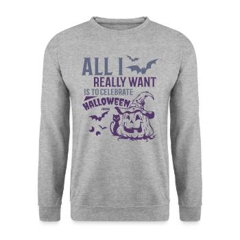 I want to celebrate Halloween - Unisex Sweatshirt - salt & pepper - Front - Alina (178cm) & Michal (187cm)