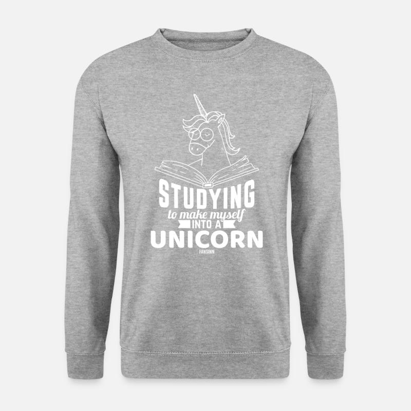 studieren um ein Einhorn zu werden - Unisex Pullover - Weißgrau meliert