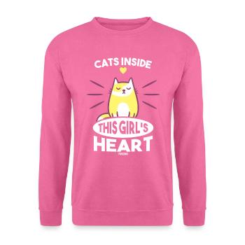 Chat dans le cœur de la fille - Sweat-shirt Unisexe - rose - Devant