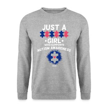 Autismus Mädchen Asperger Syndrom - Unisex Pullover - Weißgrau meliert - Vorne - Alina (178cm) & Michal (187cm)