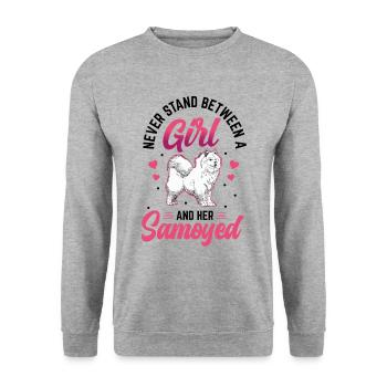 Les filles et leur Samoyède Samoyed Spitz - Sweat-shirt Unisexe - gris chiné - Devant - Alina (178cm) & Michal (187cm)