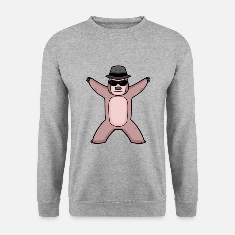 Cool Faultier Tier - Unisex Pullover - Weißgrau meliert