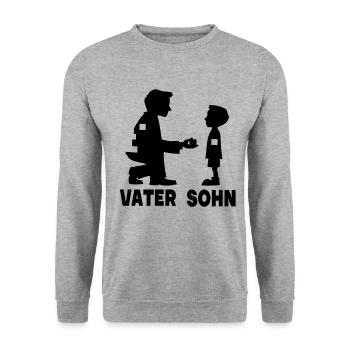Vater Sohn Puzzle Charakter Wesen Persönlichkeit - Unisex Pullover - Weißgrau meliert - Vorne - Alina (178cm) & Michal (187cm)