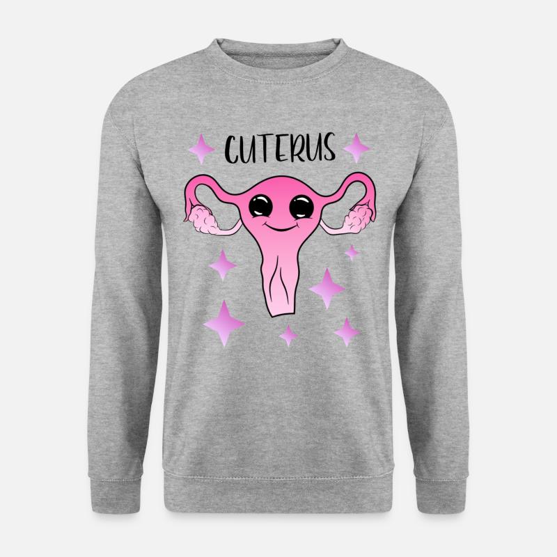 Cuterus - niedlicher Uterus - Unisex Pullover - Weißgrau meliert