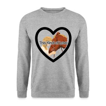 This Kind Of Love Horse Lover Equestrian Horse Rid - Unisex Pullover - Weißgrau meliert - Vorne - Alina (178cm) & Michal (187cm)