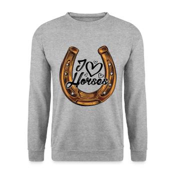 Love Horse Graphic Horse Lover Equestrian Rider Ho - Unisex Pullover - Weißgrau meliert - Vorne - Alina (178cm) & Michal (187cm)