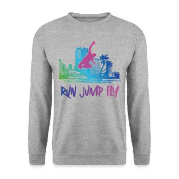 Parkour Free Running Traceur 80s - Unisex Pullover - Weißgrau meliert - Vorne - Alina (178cm) & Michal (187cm)