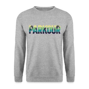 Parkour Free Running Traceur Retro - Sweat-shirt Unisexe - gris chiné - Devant - Alina (178cm) & Michal (187cm)