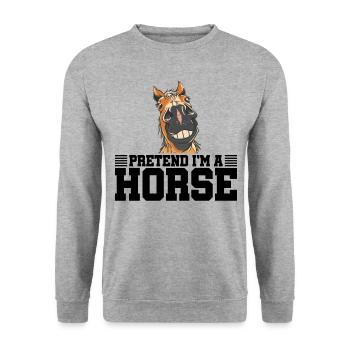 Pretend I'm A Horse Equestrian Horse Riding Horse - Unisex Pullover - Weißgrau meliert - Vorne - Alina (178cm) & Michal (187cm)