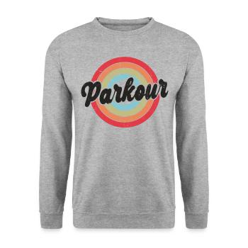 Parkour Free Running Traceur Retro - Sweat-shirt Unisexe - gris chiné - Devant - Alina (178cm) & Michal (187cm)