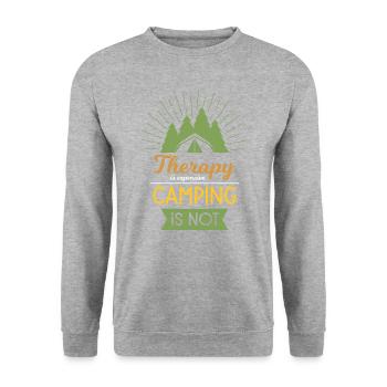 La thérapie coûte cher Le camping n’est pas - Sweat-shirt Unisexe - gris chiné - Devant - Alina (178cm) & Michal (187cm)