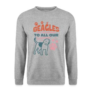 lustiger Beagle Spruch für Hundeliebhaber - Unisex Pullover - Weißgrau meliert - Vorne - Alina (178cm) & Michal (187cm)