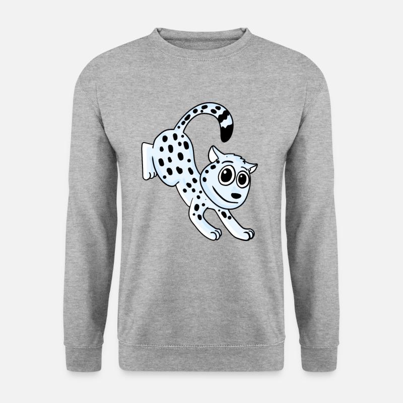 Schneeleopard Leopard - Unisex Pullover - Weißgrau meliert