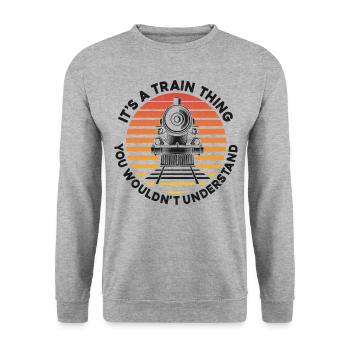 Steam Train Driver Trainspotting - Unisex Pullover - Weißgrau meliert - Vorne - Alina (178cm) & Michal (187cm)