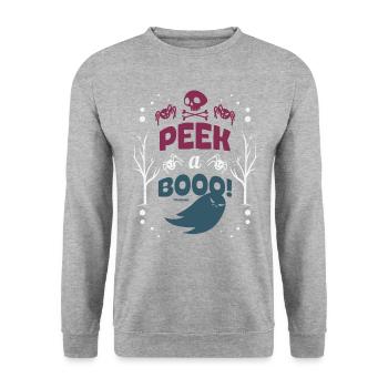 unheimlich Gespenst Halloween Geschenk - Unisex Pullover - Weißgrau meliert - Vorne - Alina (178cm) & Michal (187cm)