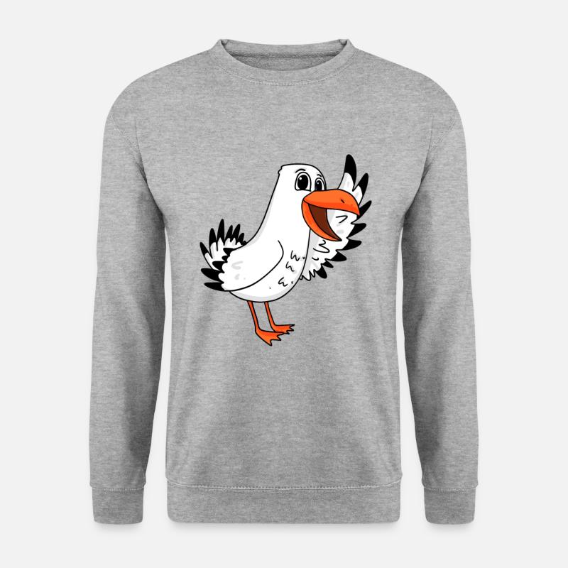 Möwe Begrüßung - Unisex Pullover - Weißgrau meliert