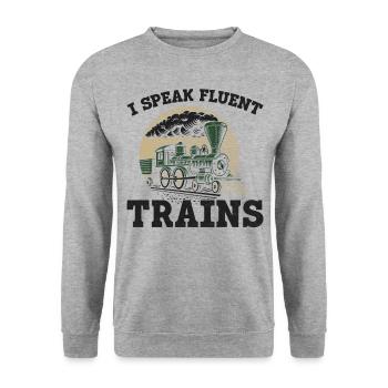Steam Train Driver Trainspotting - Unisex Sweatshirt - salt & pepper - Front - Alina (178cm) & Michal (187cm)