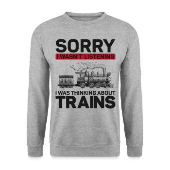 Conducteur de train à vapeur Trainspotting - Sweat-shirt Unisexe - gris chiné - Devant - Alina (178cm) & Michal (187cm)