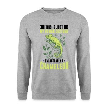 Human Costume Chameleon Lizard Reptile - Unisex Sweatshirt - salt & pepper - Front - Alina (178cm) & Michal (187cm)