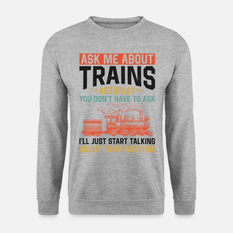 Steam Train Driver Trainspotting - Unisex Pullover - Weißgrau meliert