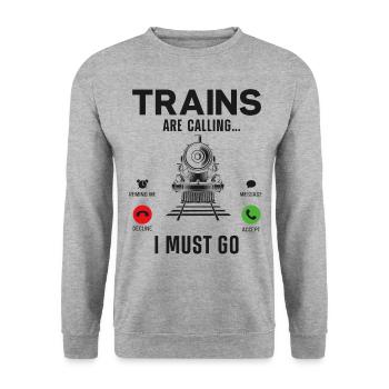 Conducteur de train à vapeur Trainspotting - Sweat-shirt Unisexe - gris chiné - Devant - Alina (178cm) & Michal (187cm)