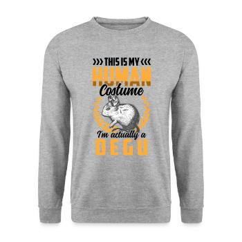Nur ein Degu Kostüm Nagetier Stauchratte - Unisex Pullover - Weißgrau meliert - Vorne - Alina (178cm) & Michal (187cm)