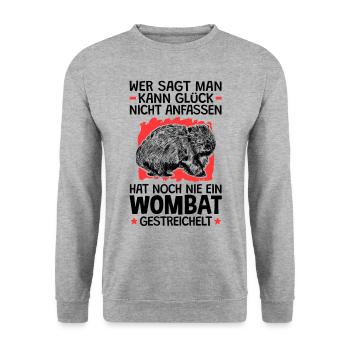 Wombats streicheln Beuteltier Wombat - Unisex Pullover - Weißgrau meliert - Vorne - Alina (178cm) & Michal (187cm)