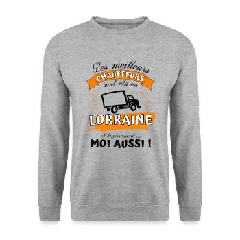 Cadeau Homme Chauffeur Poids Lourds Lorrain - Sweat-shirt Unisexe - gris chiné - Devant - Alina (178cm) & Michal (187cm)