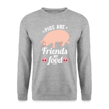 Freunde Schweine Freundschaft vegan - Unisex Pullover - Weißgrau meliert - Vorne - Alina (178cm) & Michal (187cm)
