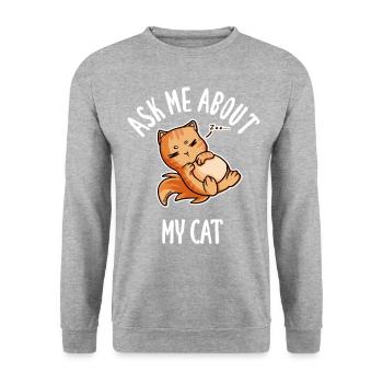 Ask Me About My Cat - Unisex Sweatshirt - salt & pepper - Front - Alina (178cm) & Michal (187cm)