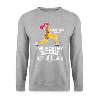 Leg Training Woman Sporty Mom - Unisex Sweatshirt - salt & pepper - Front - Alina (178cm) & Michal (187cm)