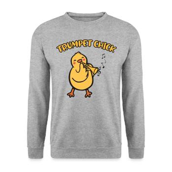 Trumpet Player Girl Chicken - Unisex Sweatshirt - salt & pepper - Front - Alina (178cm) & Michal (187cm)