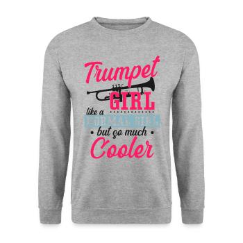 Trumpet Player Girl Trumpet Girl - Unisex Pullover - Weißgrau meliert - Vorne - Alina (178cm) & Michal (187cm)
